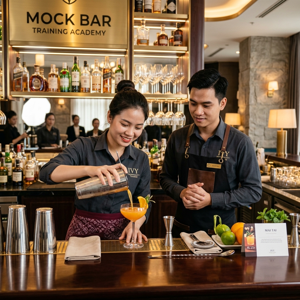 Concept image of a bartending training lab